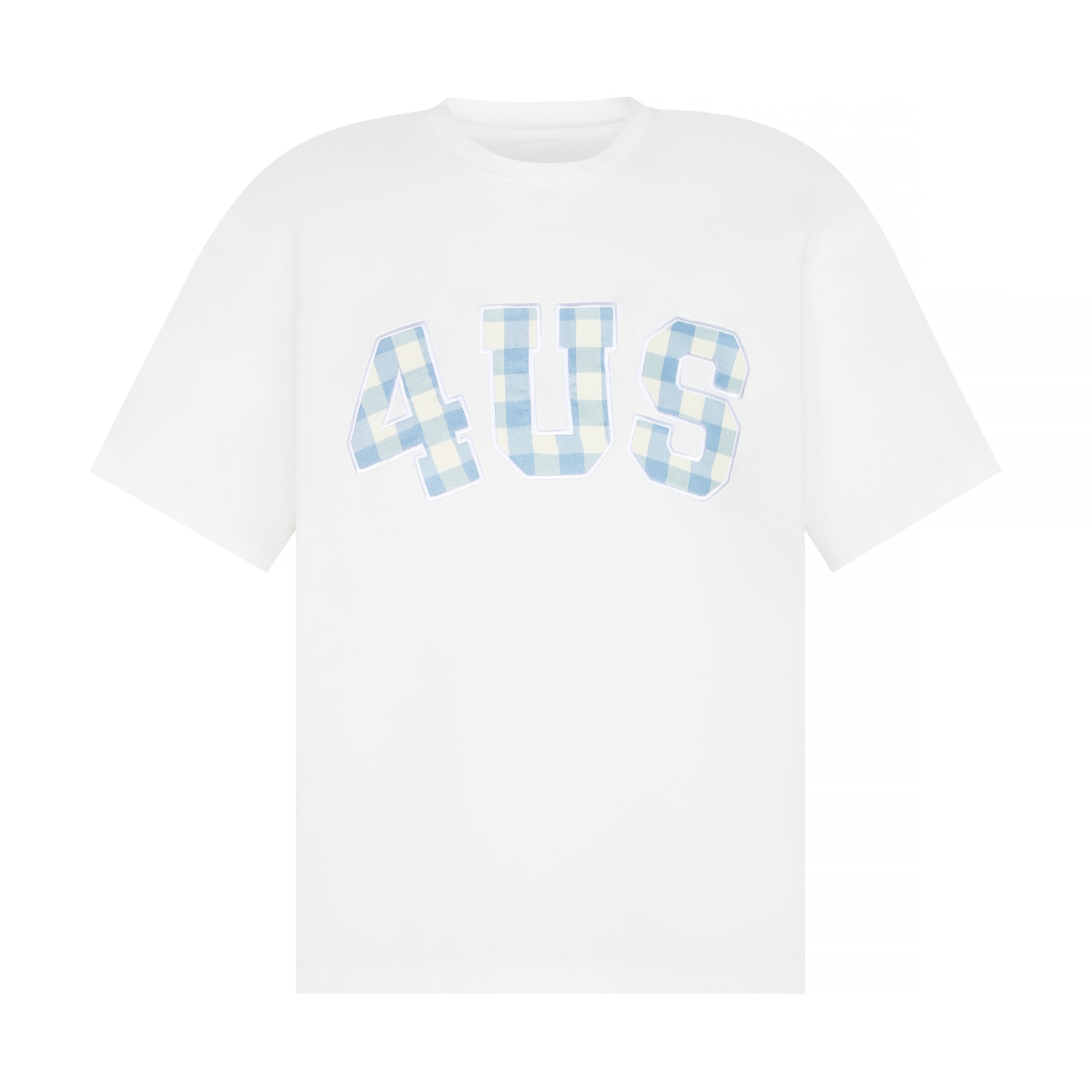 Plaid Patch Embroidery Loose Base T-Shirt for Couples - Spring Summer National Trend Short Sleeve Top