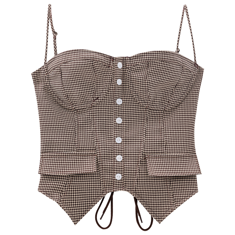 Plaid Strap Design Vest Top for Women - Waist-Defining Slimming Tube Top, 2025 Fashion Trend, Stylish and Chic