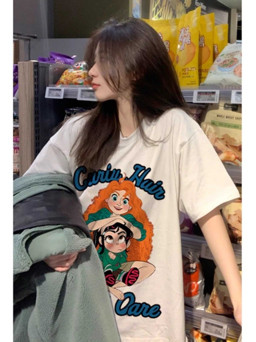 Plus-Size American Retro Cotton Short Sleeve T-Shirt for Women, Loose Oversize Design, Casual Niche Student Top