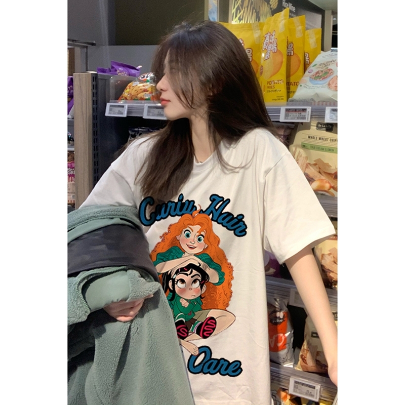 Plus-Size American Retro Cotton Short Sleeve T-Shirt for Women, Loose Oversize Design, Casual Niche Student Top