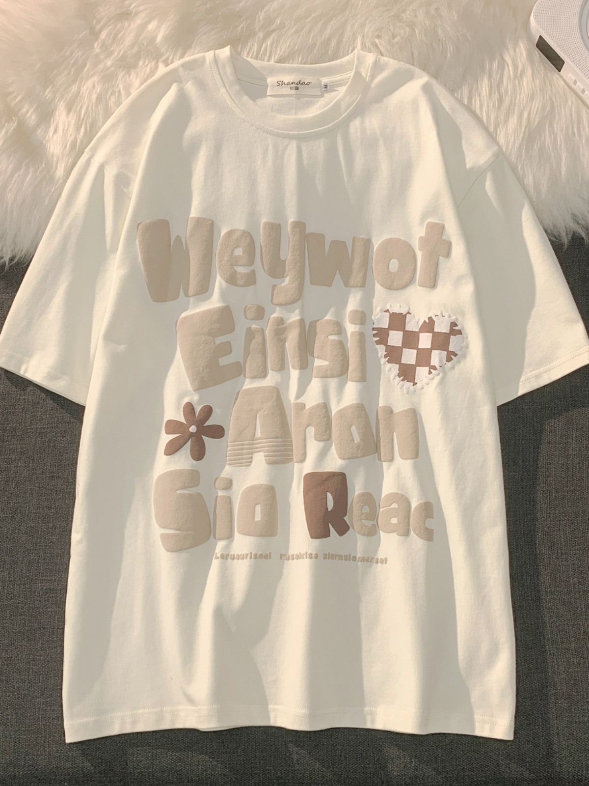 Plus-Size American Retro Oversized Letter Short Sleeve T-Shirt for Men and Women - Vintage Pure Cotton Couple Outfit