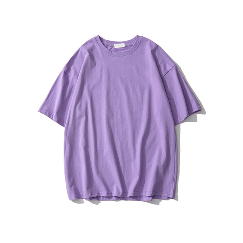 Plus Size Heavyweight Pure Cotton Short Sleeve T-Shirt for Women - Solid Color Unisex Base Tee, Perfect for Couple Outfits