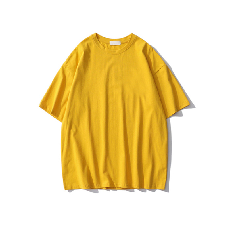 Plus Size Heavyweight Pure Cotton Short Sleeve T-Shirt for Women - Solid Color Unisex Base Tee, Perfect for Couple Outfits