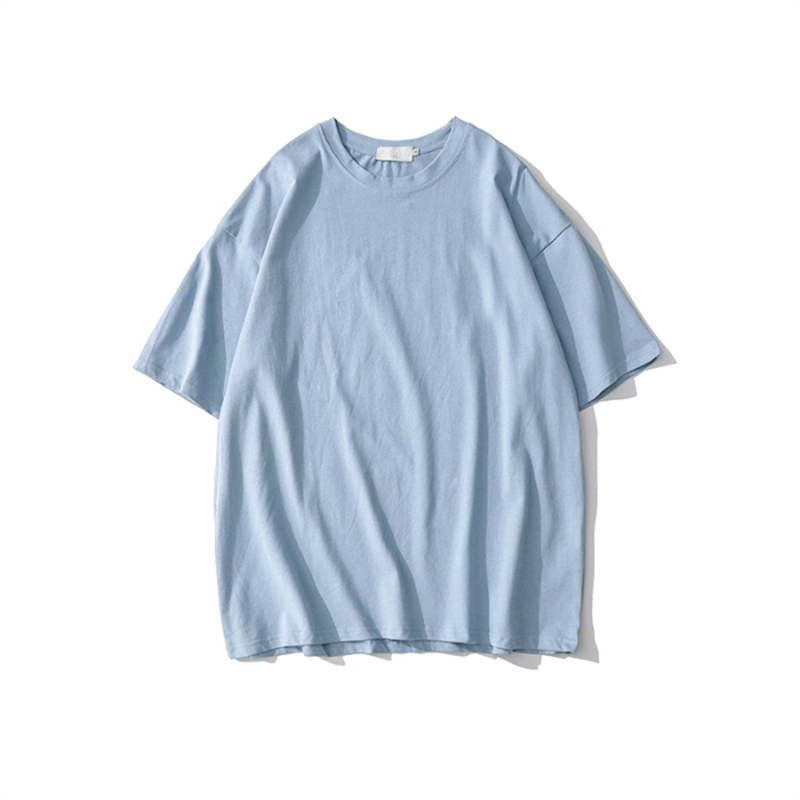 Plus Size Heavyweight Pure Cotton Short Sleeve T-Shirt for Women - Solid Color Unisex Base Tee, Perfect for Couple Outfits