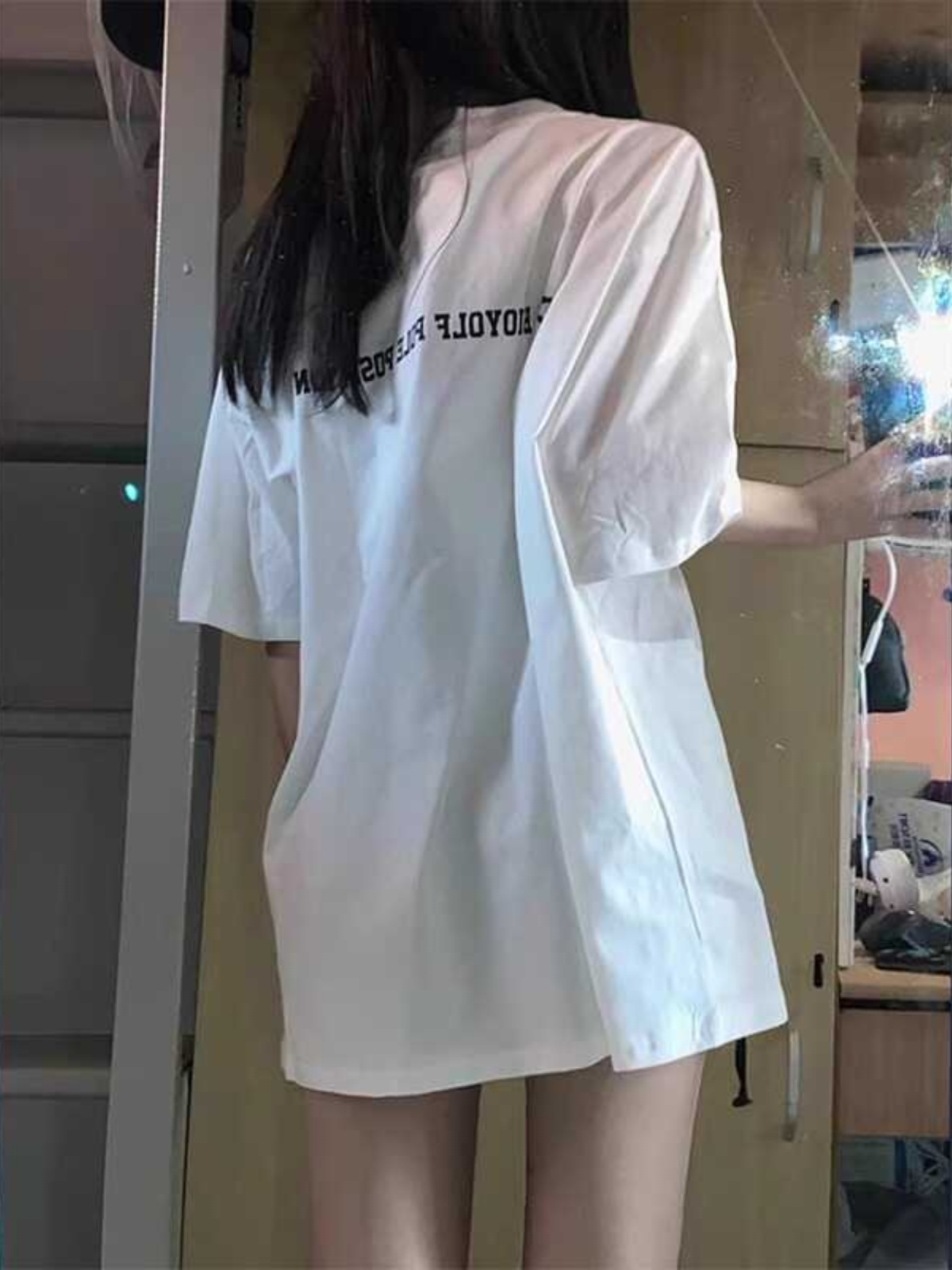 Plus-Size Oversized American-Style Pure Cotton Short Sleeve T-Shirt for Women - Casual Loose Fit Mid-Length Top