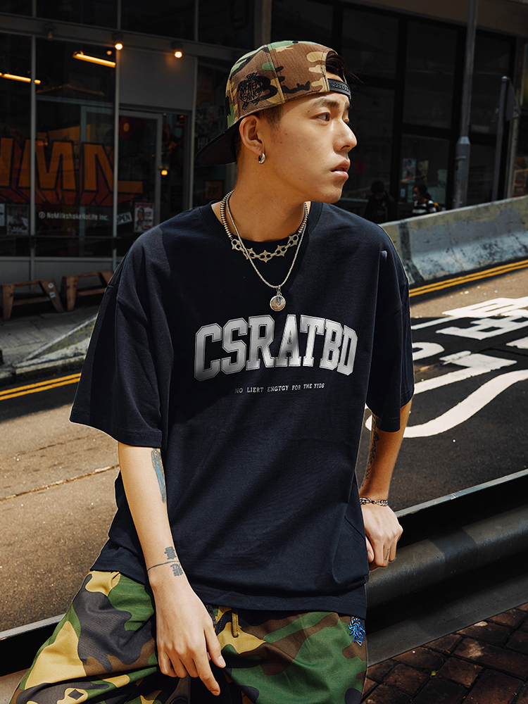 Plus Size Vintage Letter Short Sleeve T-Shirt - Trendy Heavyweight Unisex for Summer 2025 - Cool Feel American Style