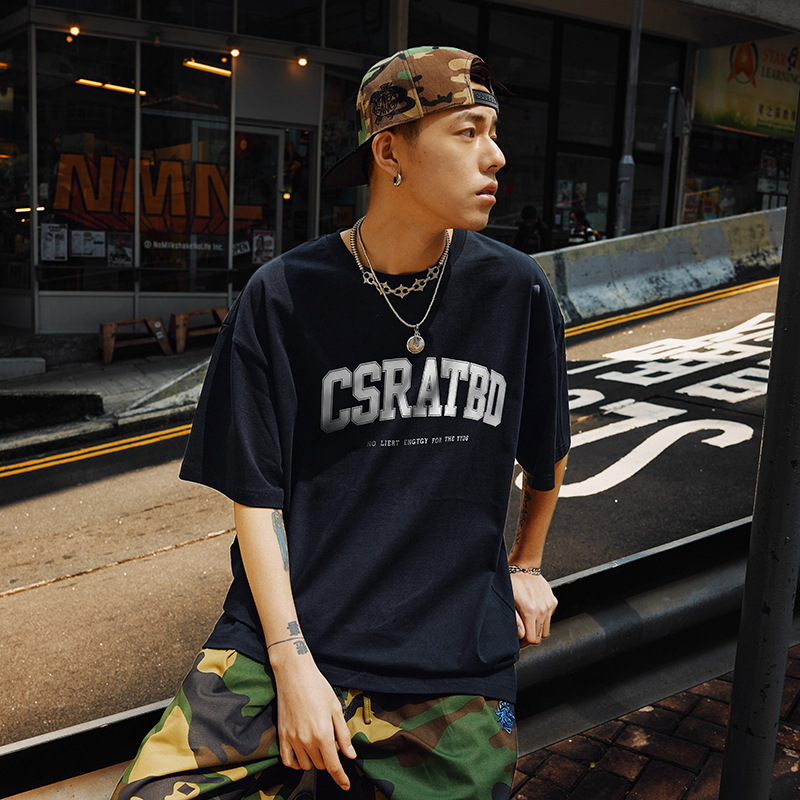 Plus Size Vintage Letter Short Sleeve T-Shirt - Trendy Heavyweight Unisex for Summer 2025 - Cool Feel American Style