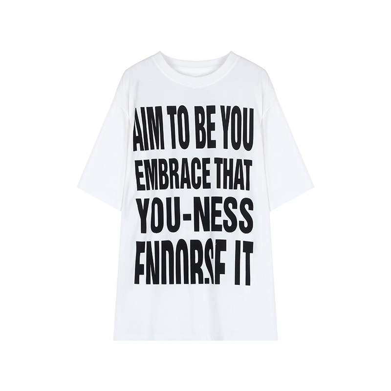 Plus Size Women's American Retro Letter Print Short Sleeve T-Shirt - Loose Fit Cotton Streetwear Top