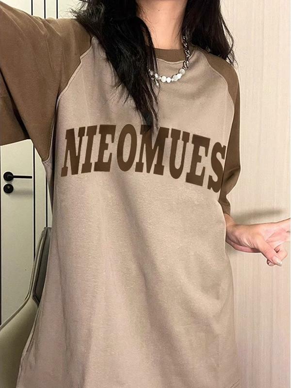 Plus Size Women's American Vintage Pure Cotton Raglan Short-Sleeve T-Shirt - Chic Loose Design, Niche Hong Kong Style