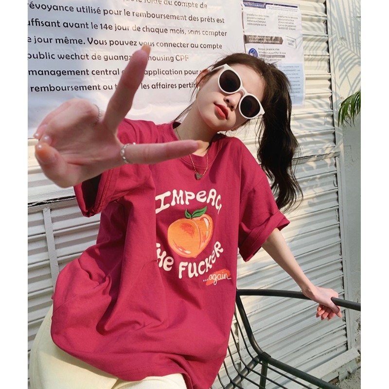 Plus Size Women's Casual Loose Short Sleeve Round Neck T-Shirt – Age-Reducing Pure Cotton Top for Chubby Girls, Summer 2025 Style