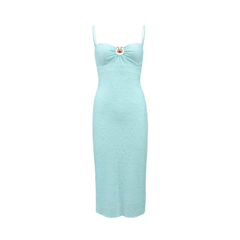Princess Jasmine-Inspired Shell Lace Slim Fit Bodycon Dress with Camisole and Chest Pads - Y2K Fashion