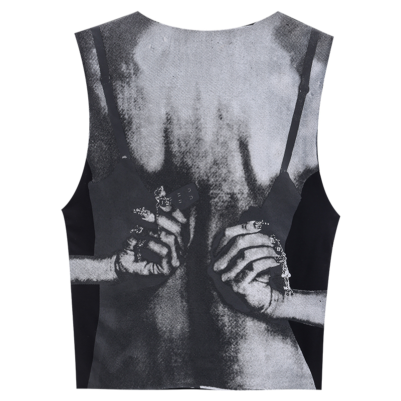 Rebellious Aesthetics Heavy-Duty Street Style Slim Fit Sleeveless Short Vest Top for Women, Y2K Inspired Outerwear