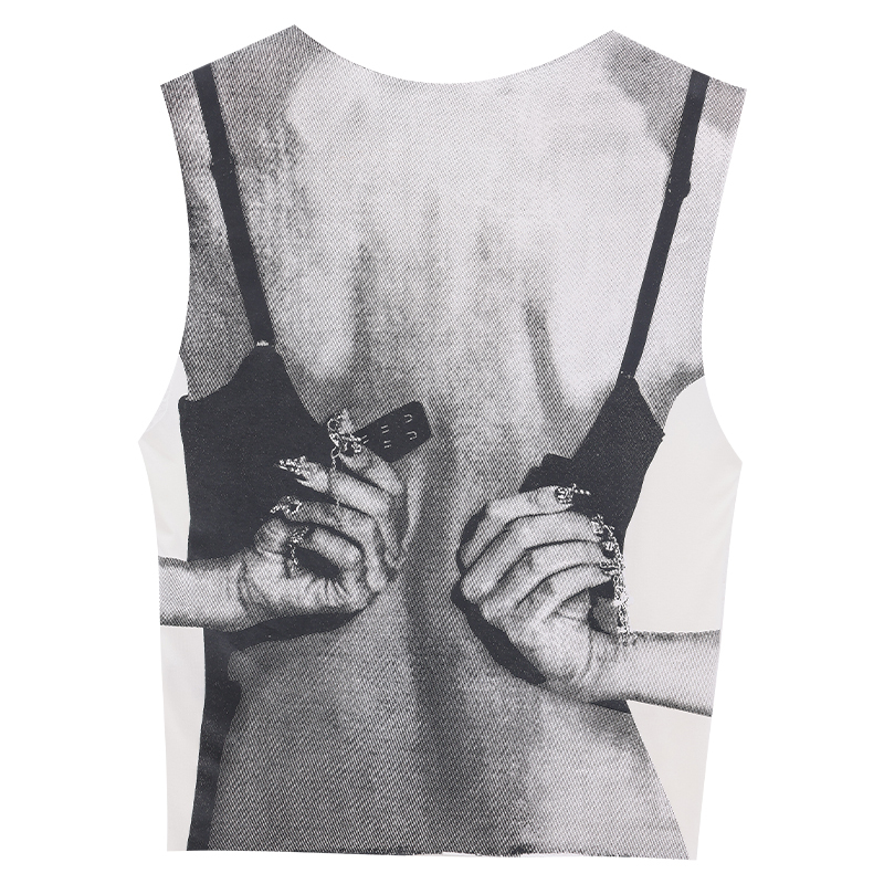 Rebellious Aesthetics Indie Printed T-Shirt for Women - Slimming Sleeveless Top, Versatile 90s Y2K Style