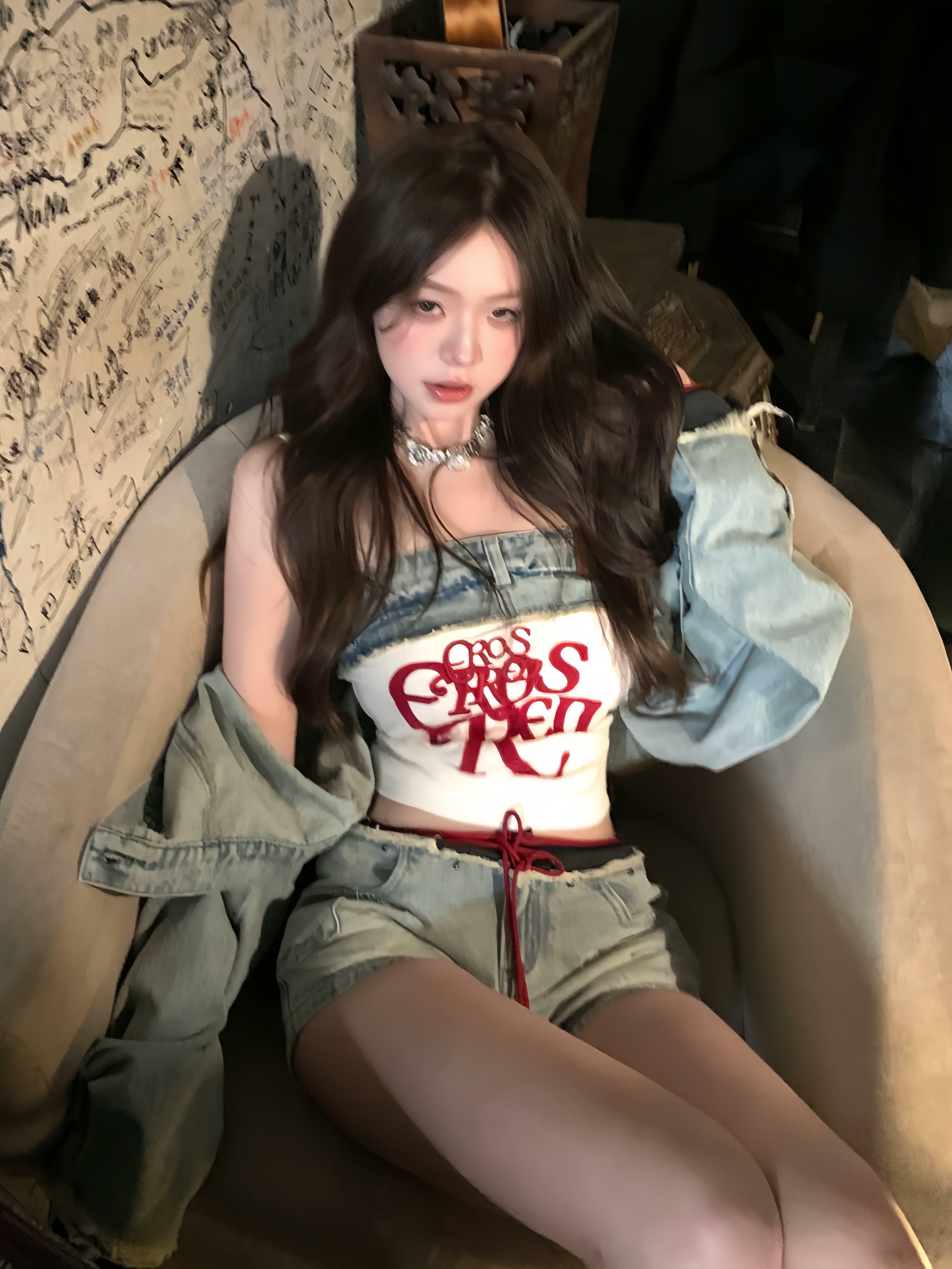 Rebellious Cowboy Vintage Heavy-Duty Denim Jacket, Tank Top & Casual Shorts Set for Women - Spring Fashion 90s Y2K Style