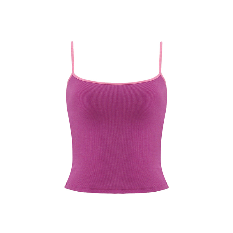 Red Slim Fit Camisole for Women - Stylish Short Top with Chest Pad, Perfect for Layering or Outdoor Wear