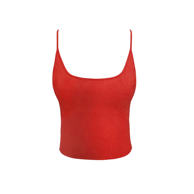 Red Spaghetti Strap Backless Tank Top for Women, Slim Fit Stretchy Sleeveless Top with Built-In Padding, Sexy Summer Style