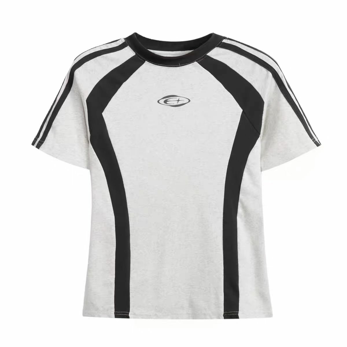 Retro Color-Blocked Raglan Short Sleeve T-Shirt for Women, Slim Fit Sporty Top, Summer Style for Trendy Girls