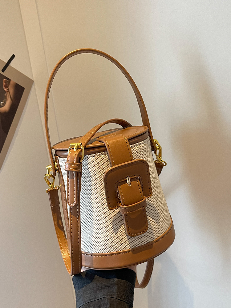 Retro Color-Blocking Women's Casual Bucket Bag - Trendy Crossbody Handbag for Summer 2025, Chic Niche Style