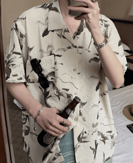 Retro Cuban Collar Floral Short-Sleeve Shirt for Men and Women - Vintage Loose Beach Style, Lightweight Summer Trend