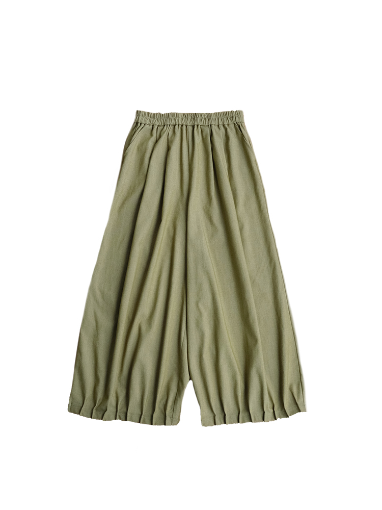 Retro Green Pleated High-Waisted Wide-Leg Lantern Pants for Women - Casual Spring Fashion, Vintage Style, Loose Fit