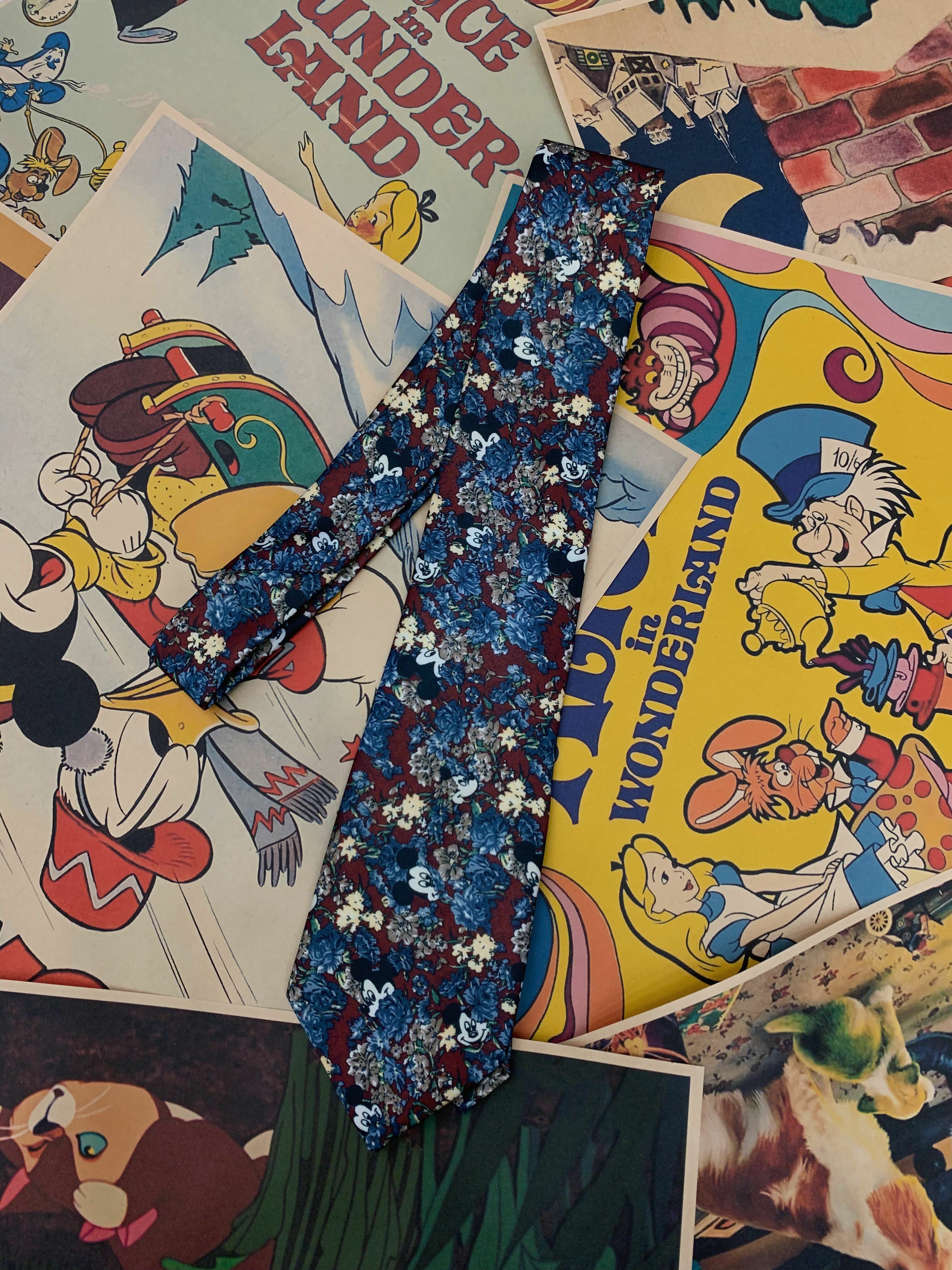 Retro Hong Kong Style Floral Tie - Vintage Wide Bow Tie for Casual Looks - Trendy Korean Style Accessory