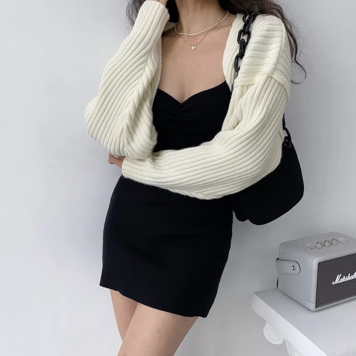 Retro Knitted Cardigan for Women - Loose High-Waisted Short Shawl Coat in European and American Style, Versatile Fashion Essential