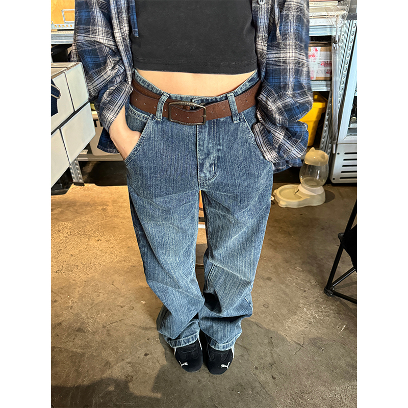 Retro Loose-Fit Straight-Leg Jeans for Men and Women - 2024 Summer Bamboo Cotton Wash, American Style Fashion Trend