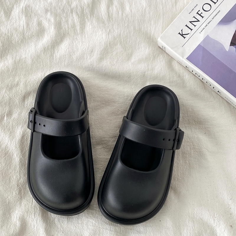 Retro Mary Jane Hole Shoes for Women - 2025 New Summer Outdoor Thick-Soled Closed-Toe Non-Slip Slippers in Y2K Style