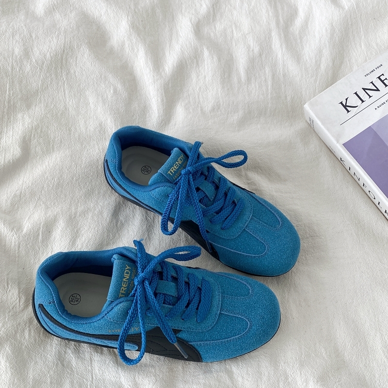 Retro Soft Sole Blue Sports Shoes for Women - Casual Flat A-Gan Racing Sneakers - 2025 Spring Collection