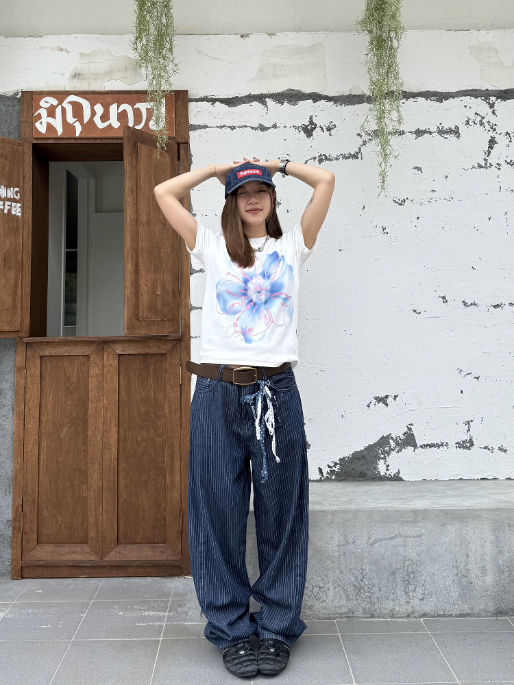 Retro Striped Loose Straight-Leg Denim Jeans for Men and Women - Soft Summer High-End Long Pants