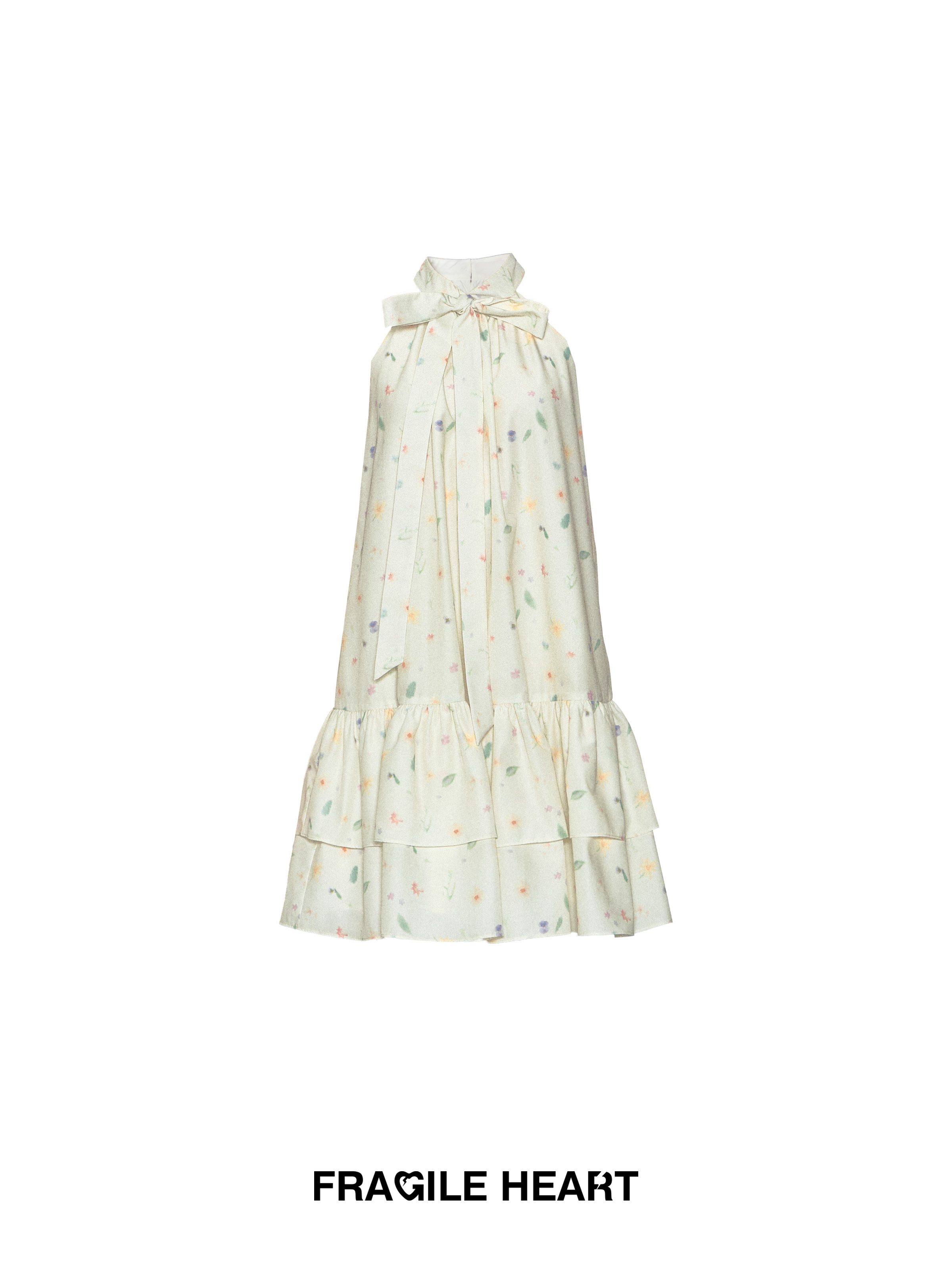 Romantic Floral Puff Skirt Dress with Bow Tie Straps for Vacation - Hanami Style Inspired by 90s and Y2K Fashion