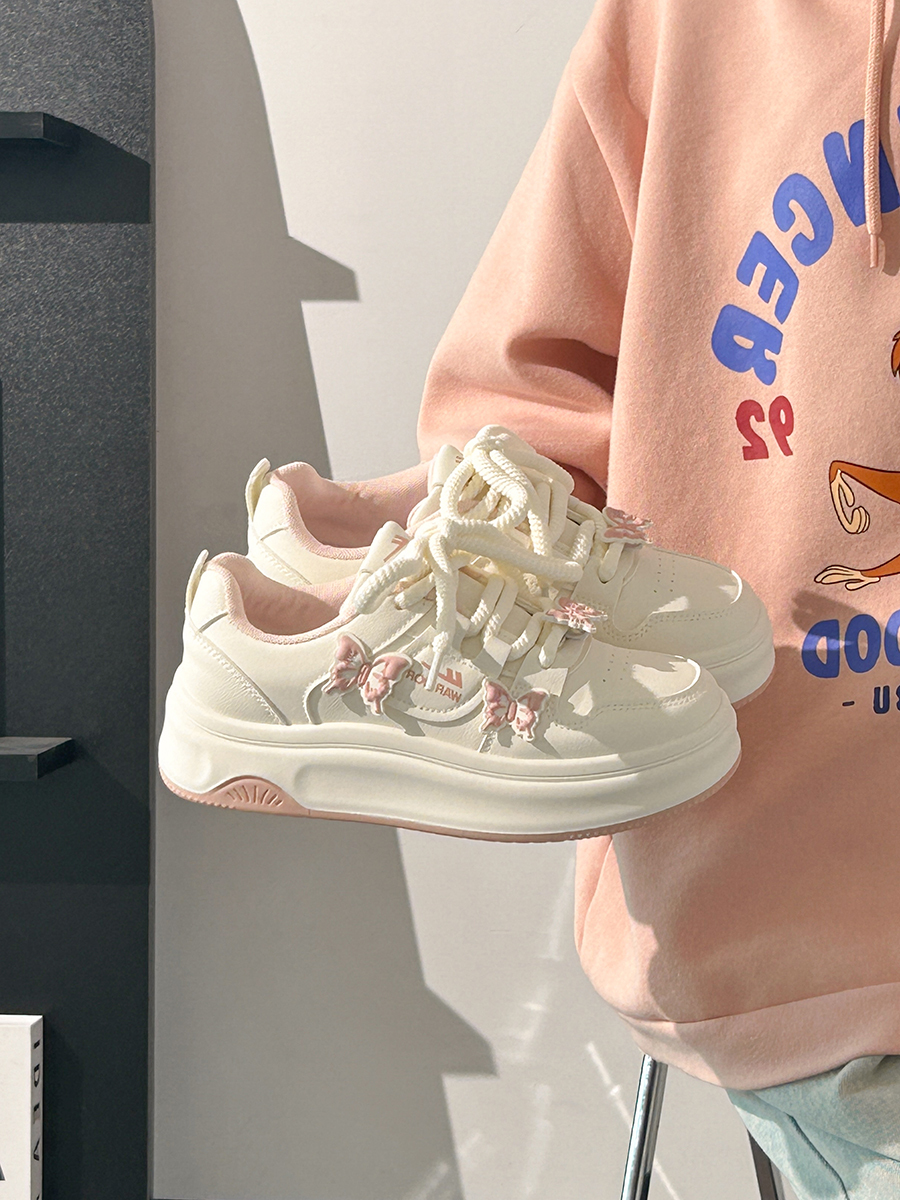 Sakura Pink Butterfly Sneakers for Women - 2025 Summer Euro Style Versatile Big Toe Shoes, Trendy & Hot Selling Footwear