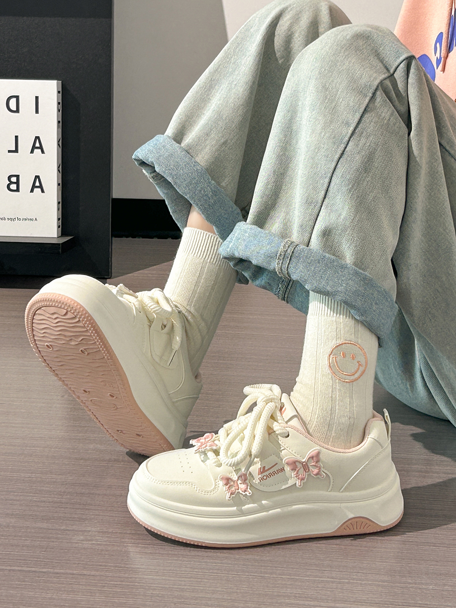 Sakura Pink Butterfly Sneakers for Women - 2025 Summer Euro Style Versatile Big Toe Shoes, Trendy & Hot Selling Footwear