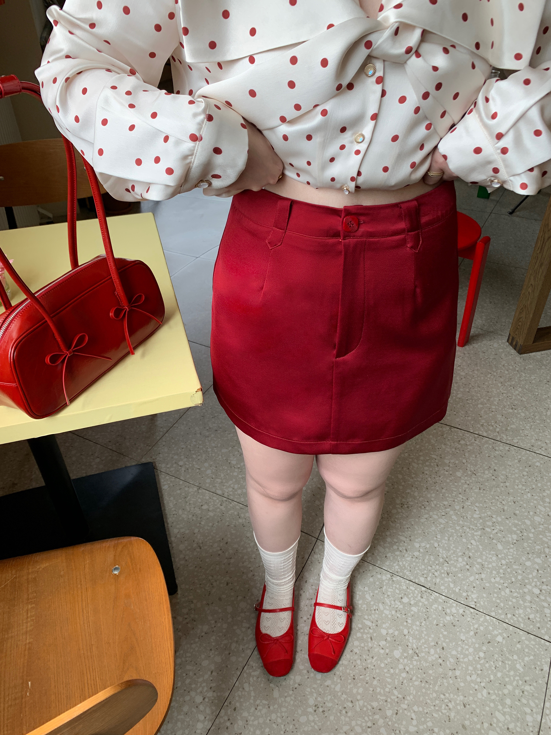 Satin A-Line Midi Skirt in Tipsy Cherry, Plus Size, Slimming Design for Summer, Cool and Casual, 90s Inspired Fashion