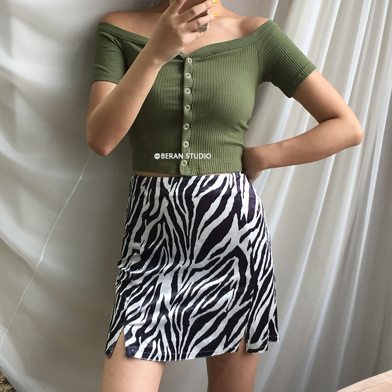 Sexy Candy Color High-Waisted Short Sleeve T-Shirt Top with Large Round Neck - European and American Style