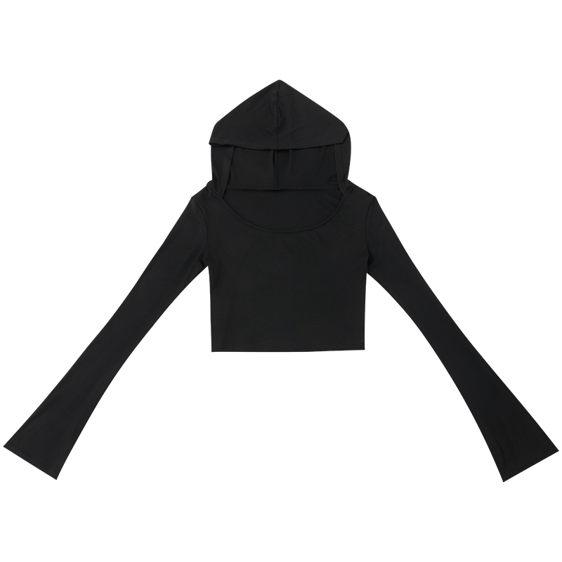 Sexy Long Sleeve Hooded Jacket for Women - Spicy Girl Style Round Neck Top for Early Autumn Fashion