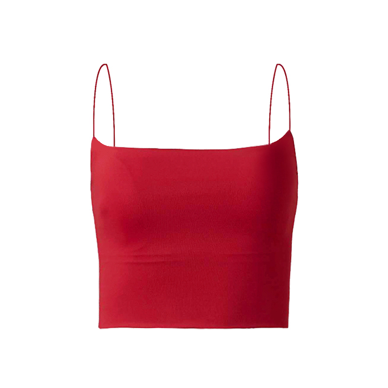 Sexy Red Slim Fit Spaghetti Strap Top with Chest Pads - Women’s Casual Outerwear, Y2K Style