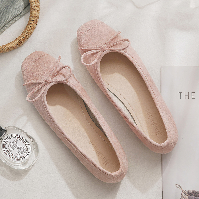 Sheepskin Evening Ballet Flats for Women, Shallow Mouth French Style Red Flats Perfect with Skirts, Elegant and Comfortable Footwear