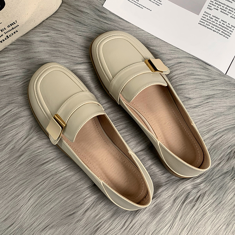 Sheepskin Flat Shoes for Women - 2025 Spring Autumn Evening Style - French Single Shoes for Skirts - Chic & Comfortable Fashion Footwear