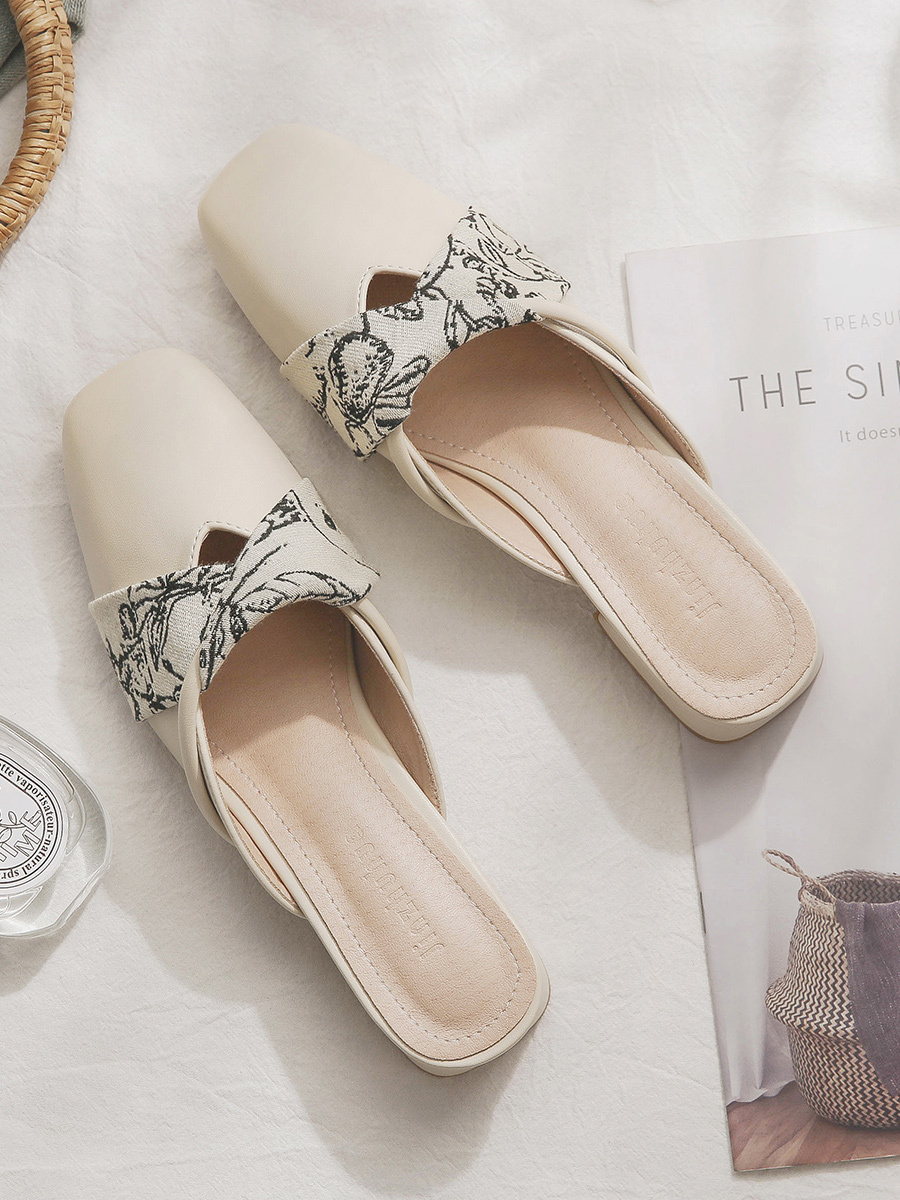 Sheepskin No-Heel Lazy Shoes for Women - French Style Round-Toe Half Slippers, Summer 2025 Outdoor Fashion Versatile Footwear