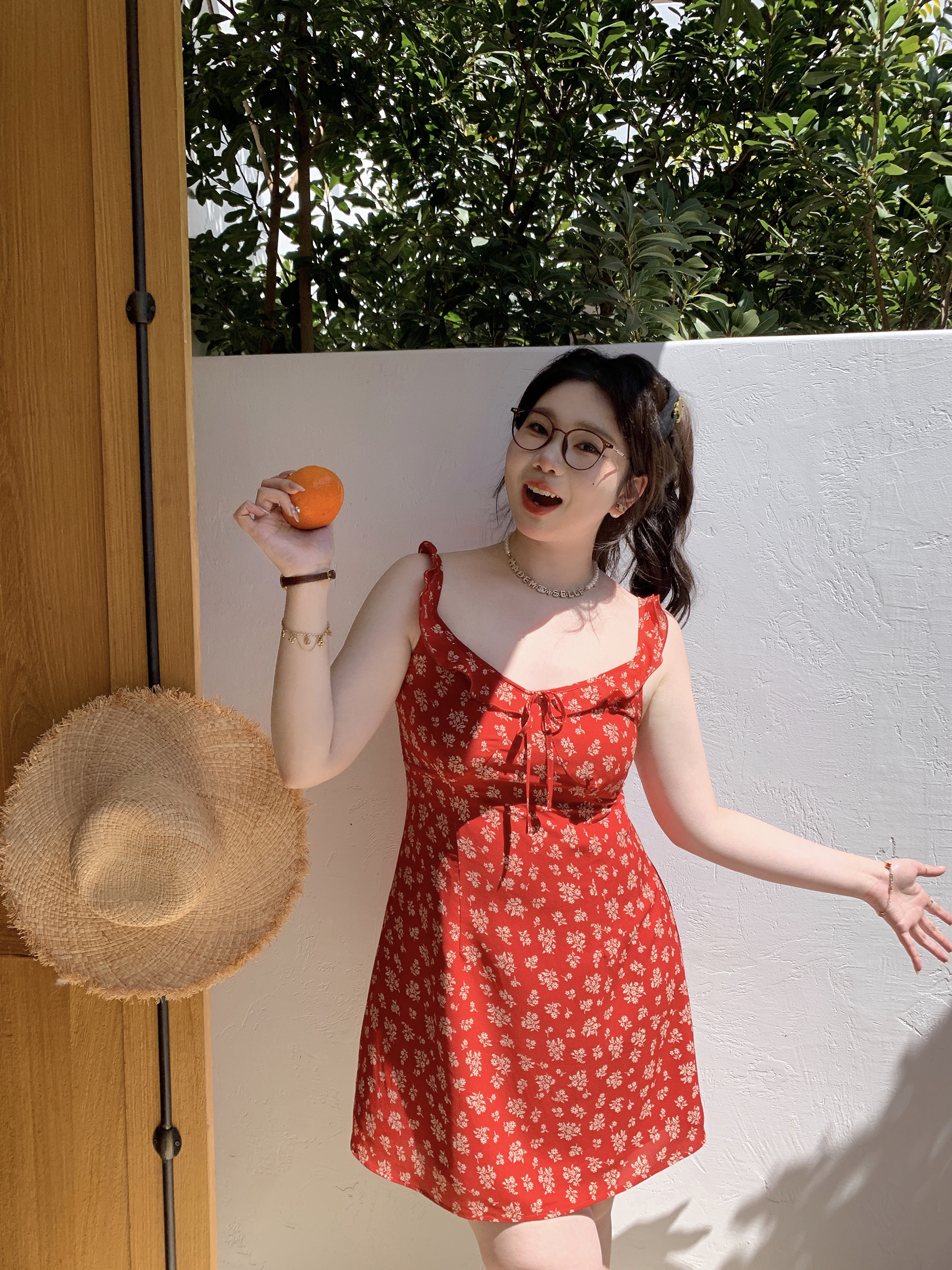Slightly Chubby Floral Dress with Flying Sleeves - French Style Vacation Waist-Defined Long Dress for Summer Travel