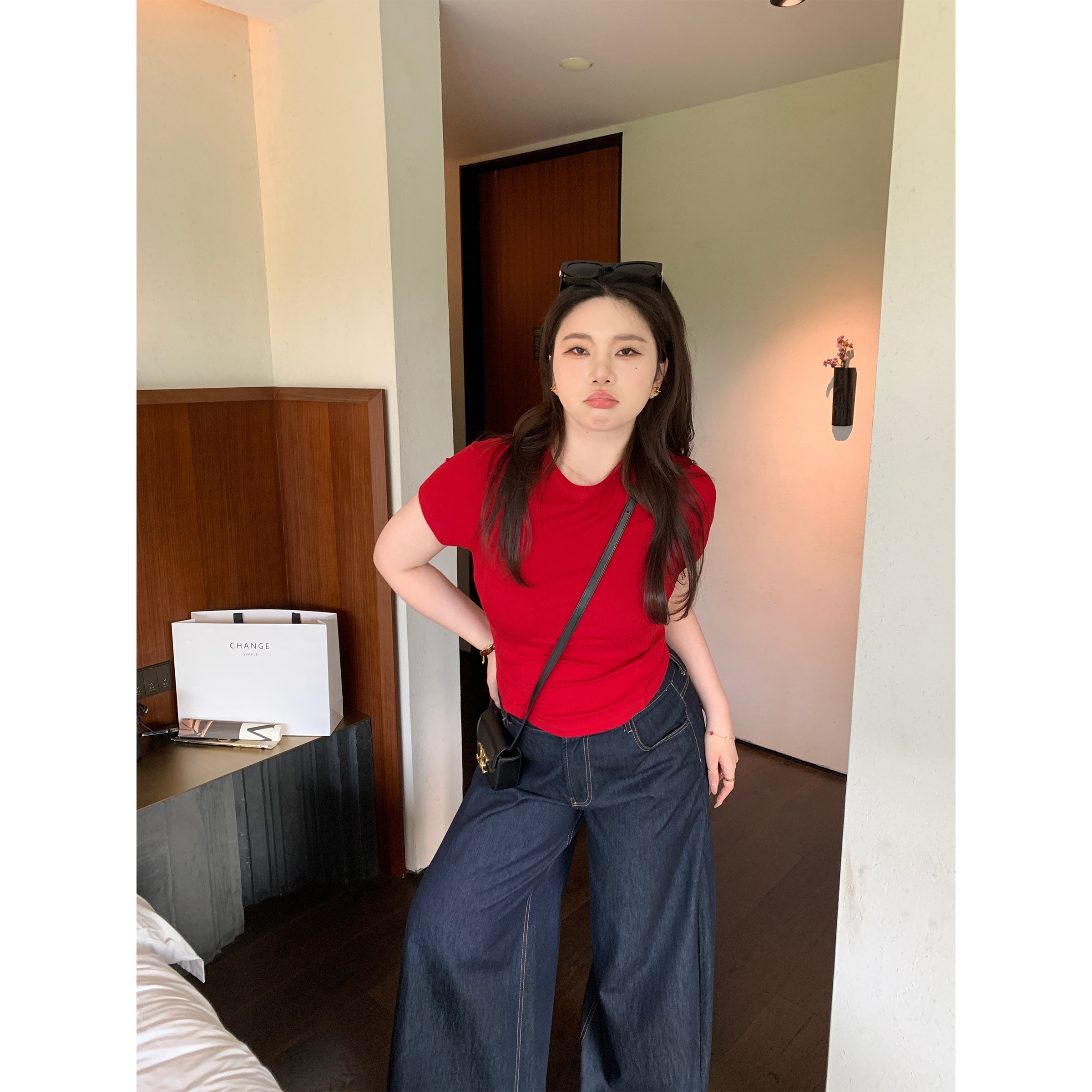Slightly Chubby Plus Size Slim Fit T-Shirt - Three-Dimensional Cut, Super Stretchy Cool Top for Body Confidence