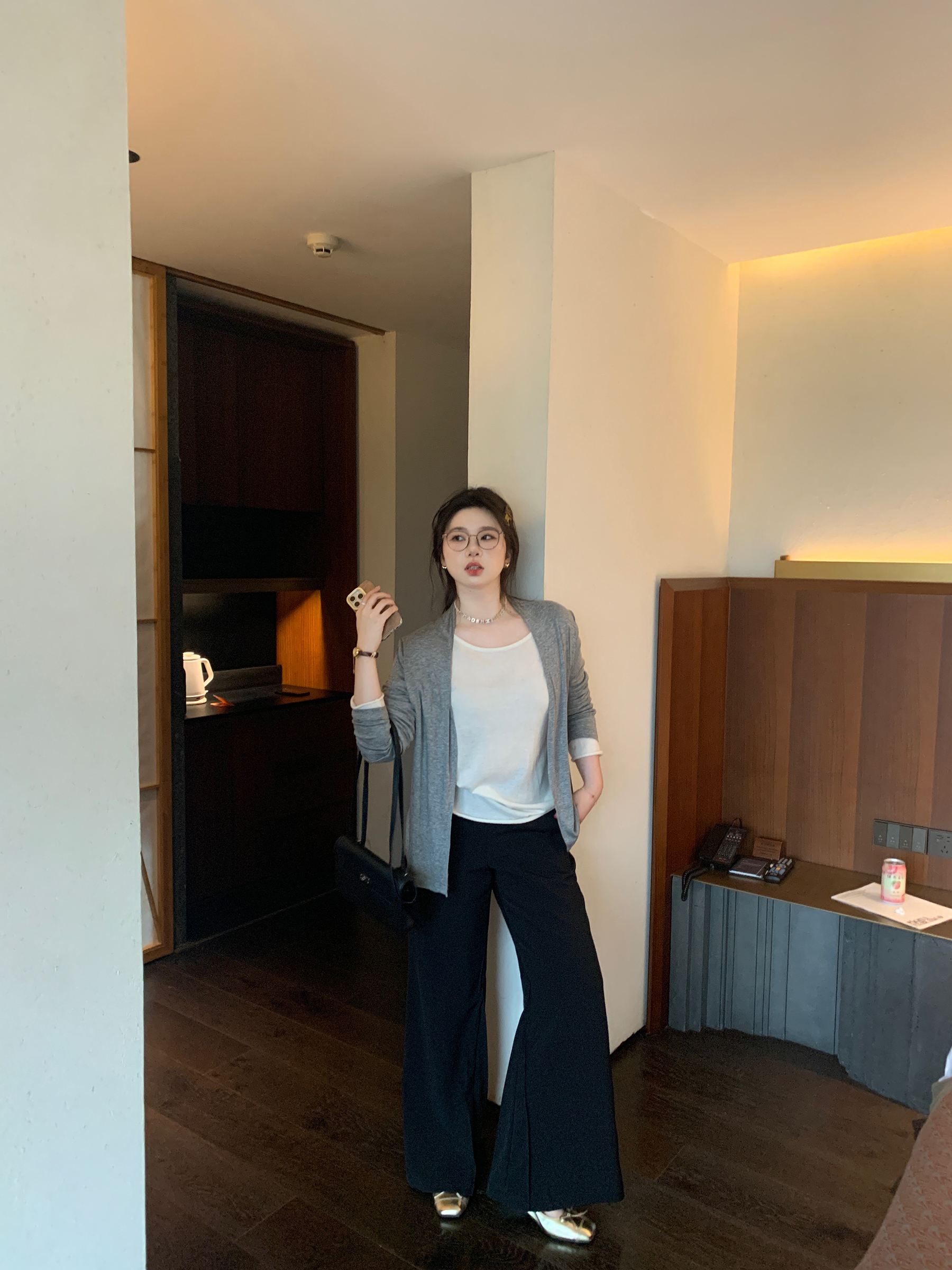 Slightly Flared Black Casual Suit Pants for Women - Comfortable Slim Fit for a Flattering Silhouette, Perfect for Everyday Wear