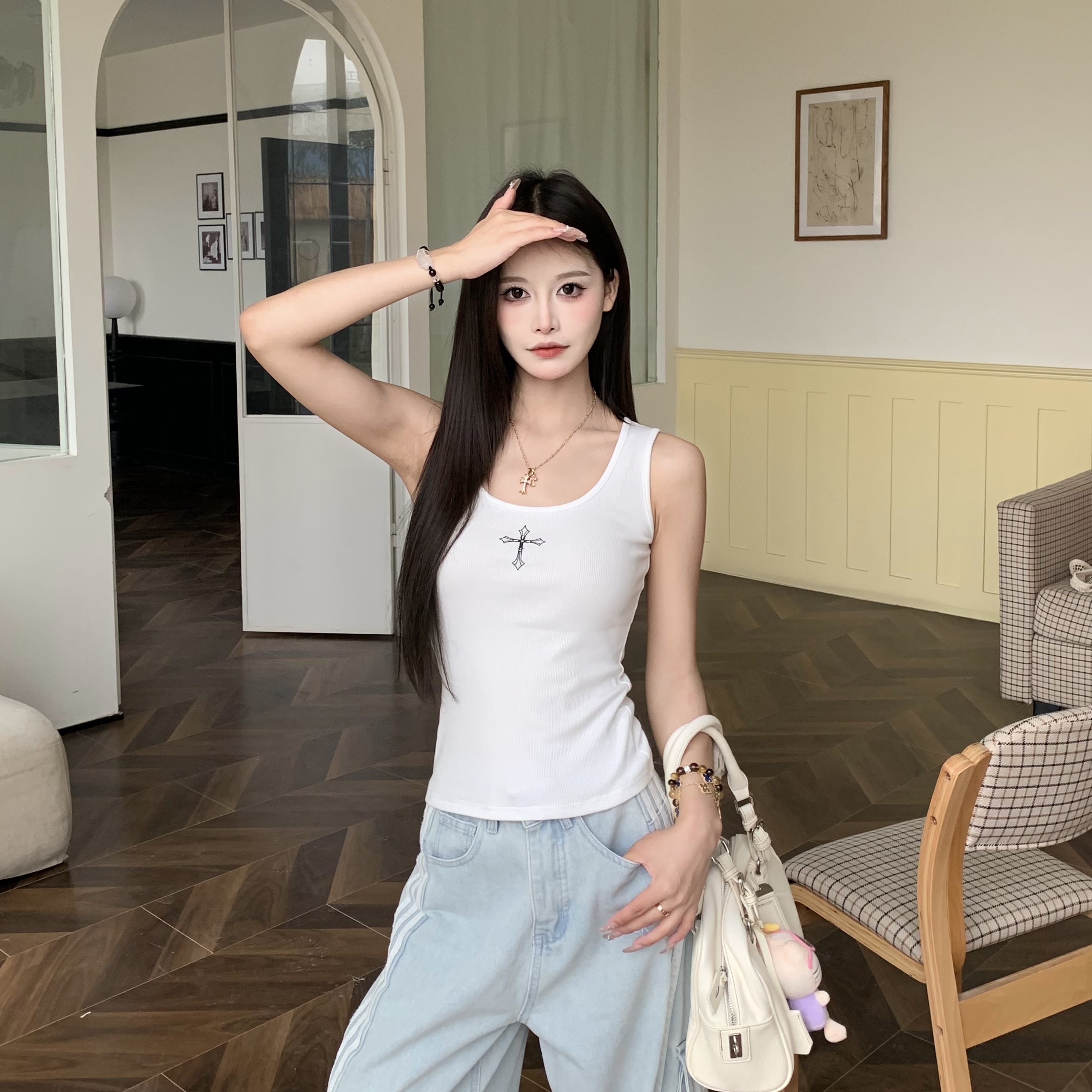 Slim Fit Cross Strap Tank Top for Women - American Style Sleeveless Sports Top - Summer Essential for Active Wear