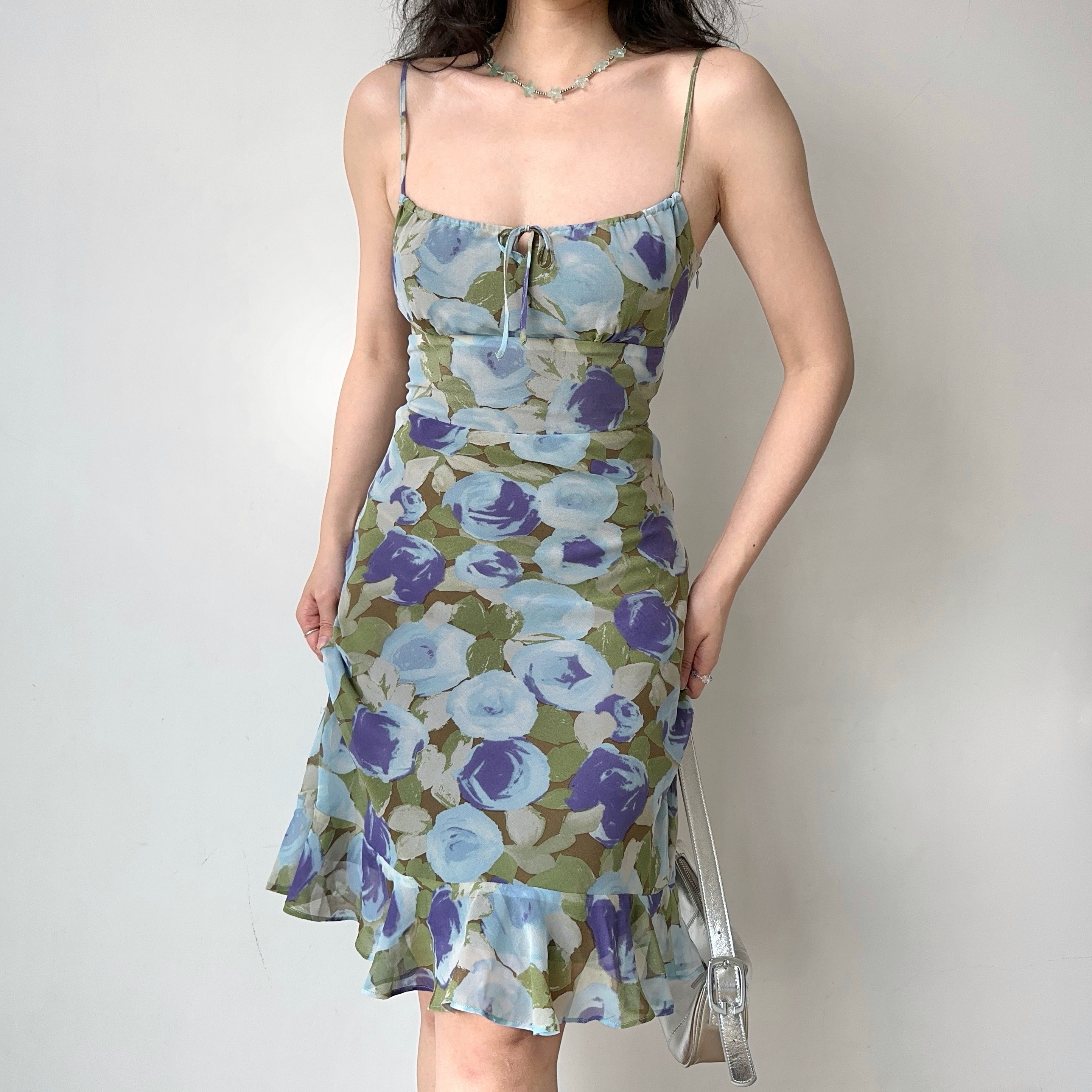 Slim Fit Ruffled Bodycon Camisole Dress - Self-Made European American Style Printed Summer Dress for Women, Y2K Fashion