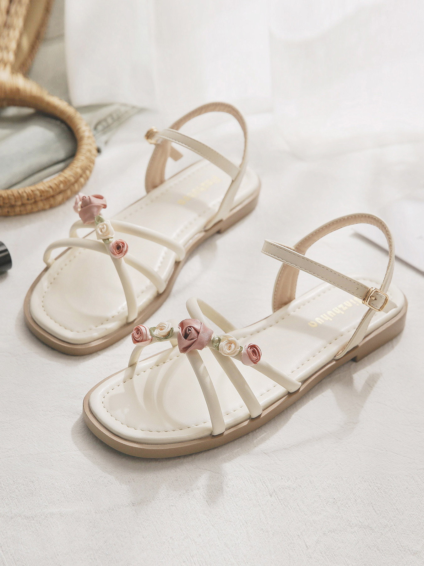 Soft Sheepskin Fairy Style Sandals for Women - Beautiful Summer Outdoor Footwear for Skirts, 2025 Fashion Trend
