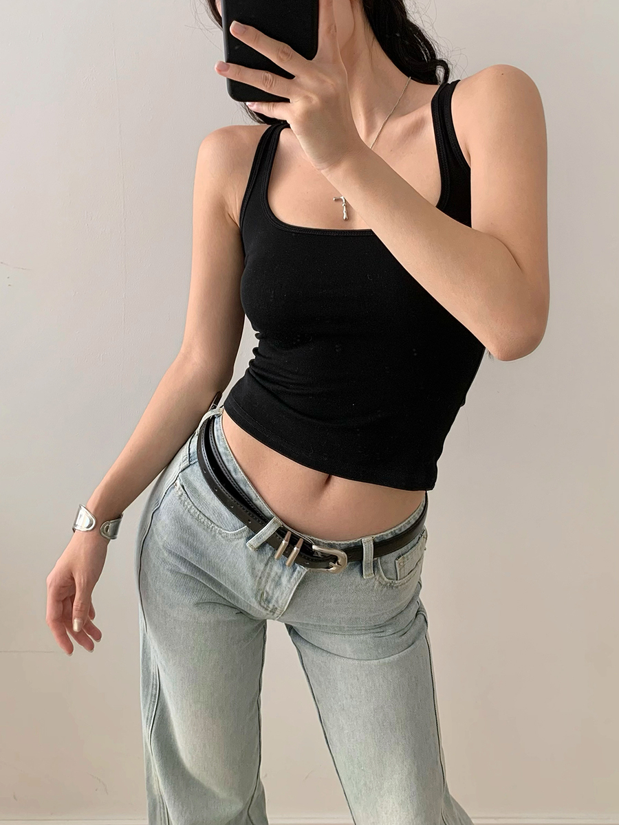 Solid Color Sleeveless Tank Top for Women - Casual Slim Fit Sportswear - American Style 90s Inspired Fashion Outerwear