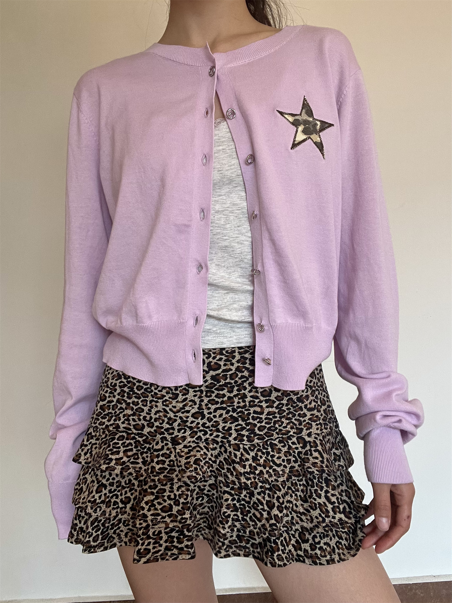 Solid Color Star Embroidery Short Cardigan for Spring | Versatile Sun Protection Layering Piece