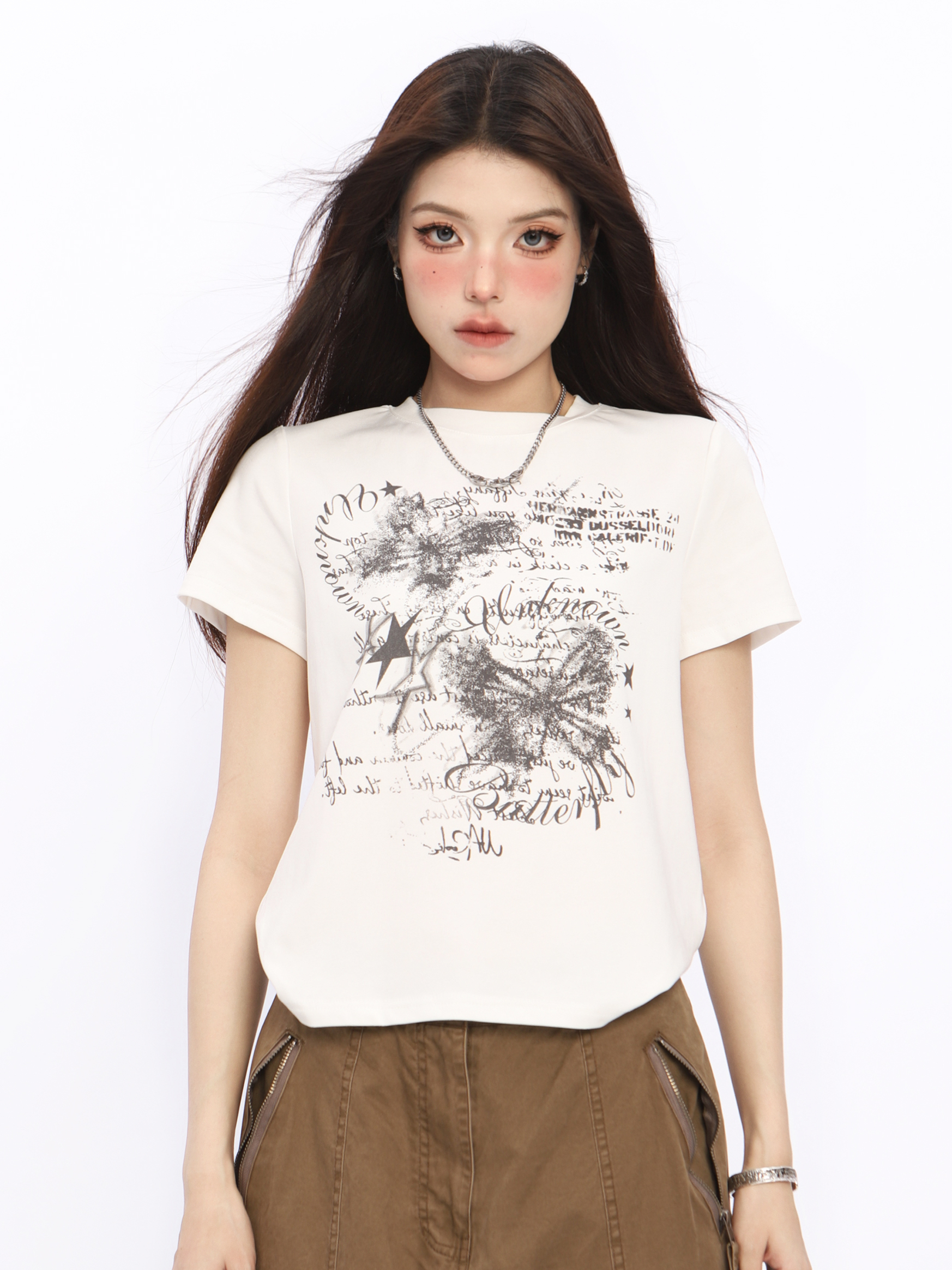 Spicy Girl Butterfly Design Cropped T-Shirt - American Style Short Sleeve Slim Fit Top for Women - Summer 2024 Fashion