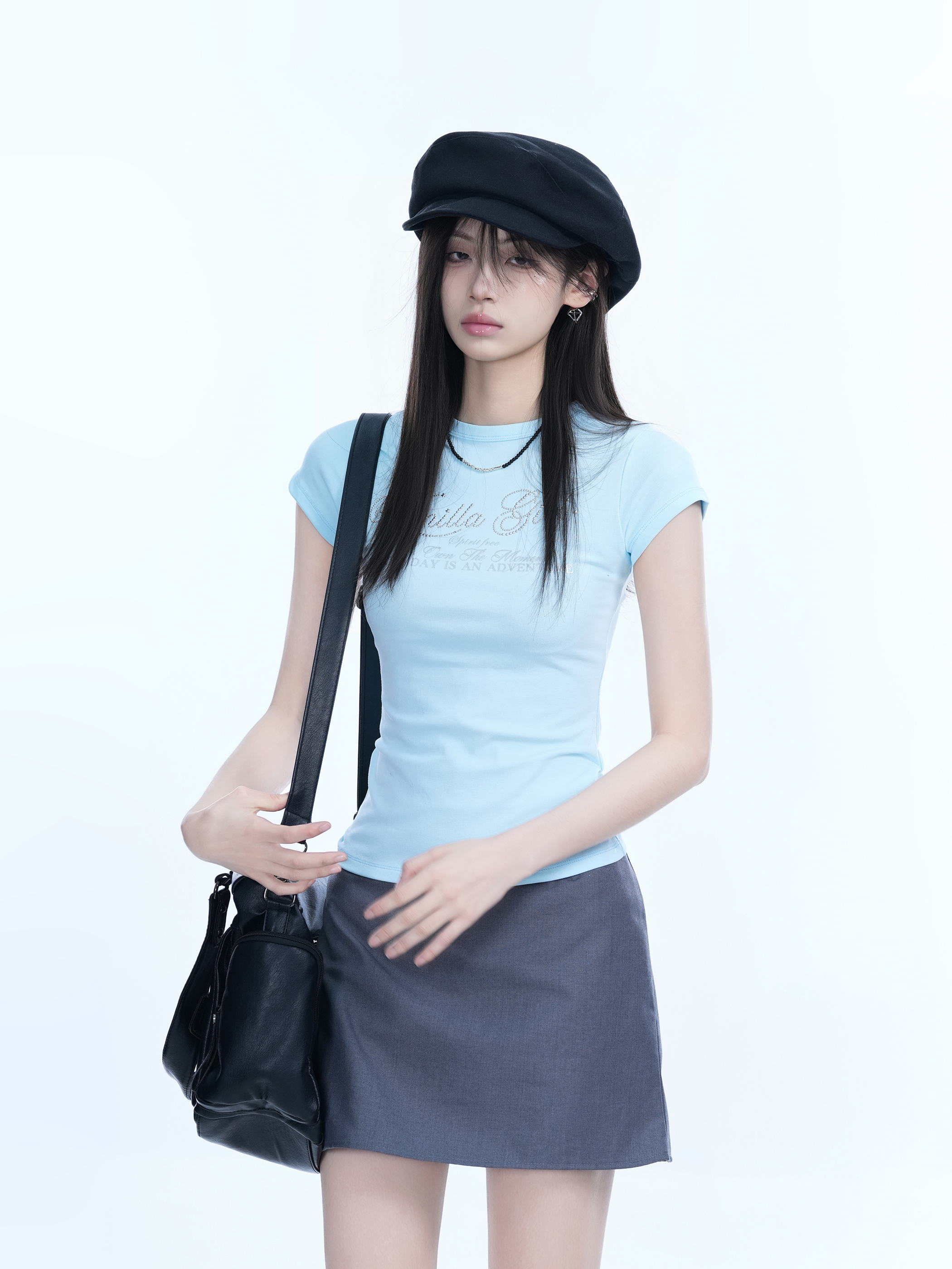 Spicy Girl Slim-Fit Short Sleeve T-Shirt - "Sit and Eat Until the Mountains Are Empty" - Women's Summer Casual Top